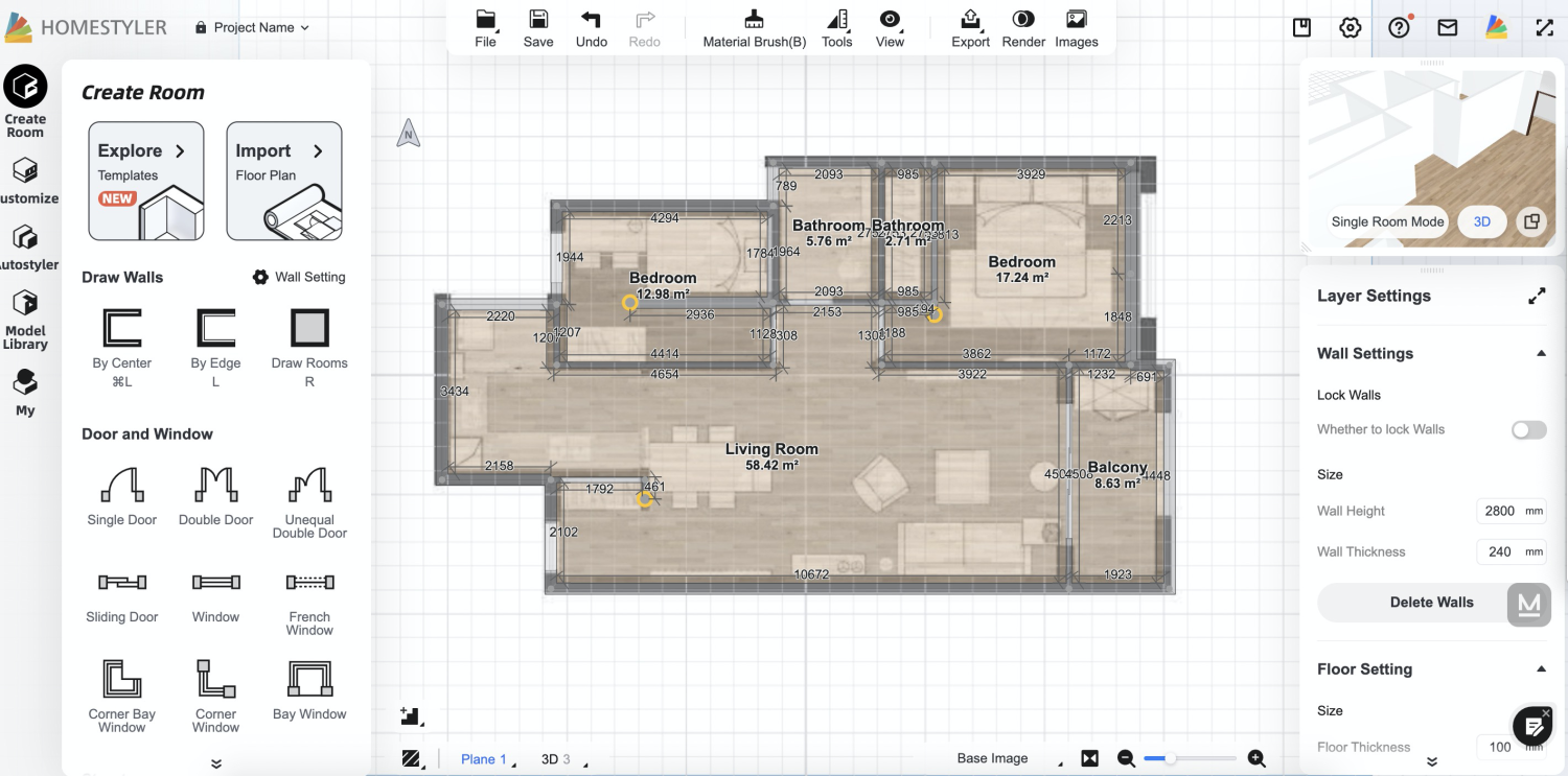 How to auto generate the 3D rooms from the imported floor plan image ...